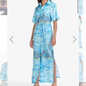 NWT Staud Cameron Dress in Blue Island Print